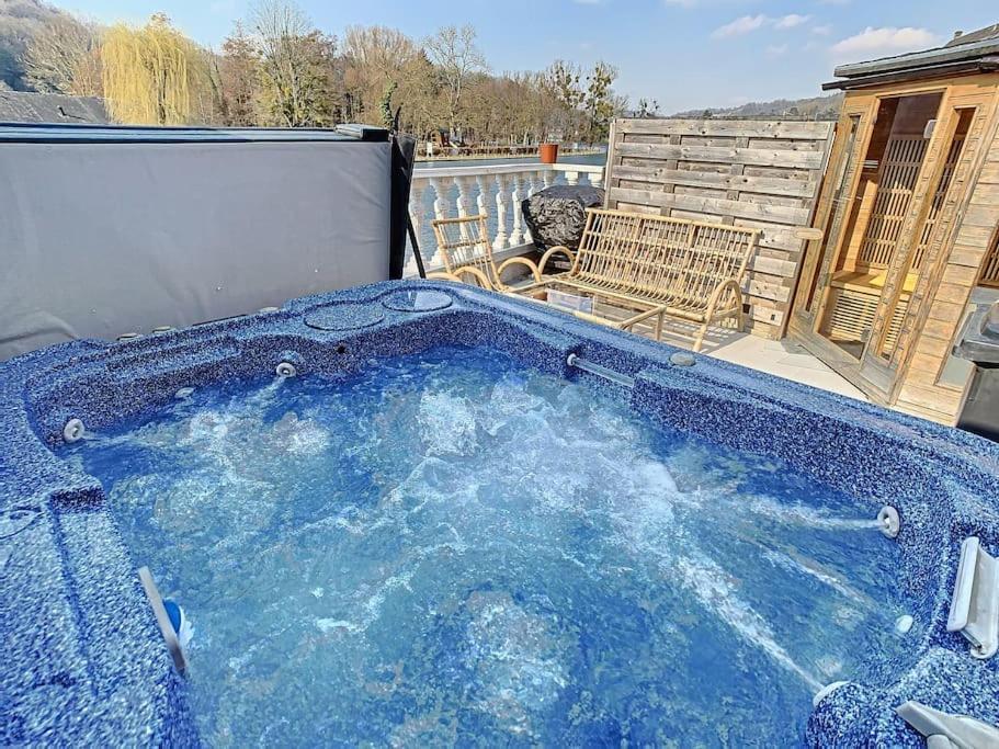 Vue Sur Meuse Avec Jacuzzi Et Sauna Exterieur. Yvoir Екстериор снимка