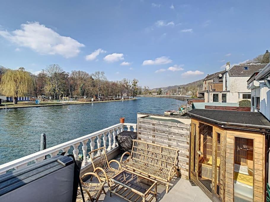 Vue Sur Meuse Avec Jacuzzi Et Sauna Exterieur. Yvoir Екстериор снимка